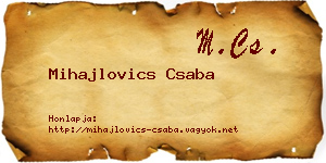 Mihajlovics Csaba névjegykártya